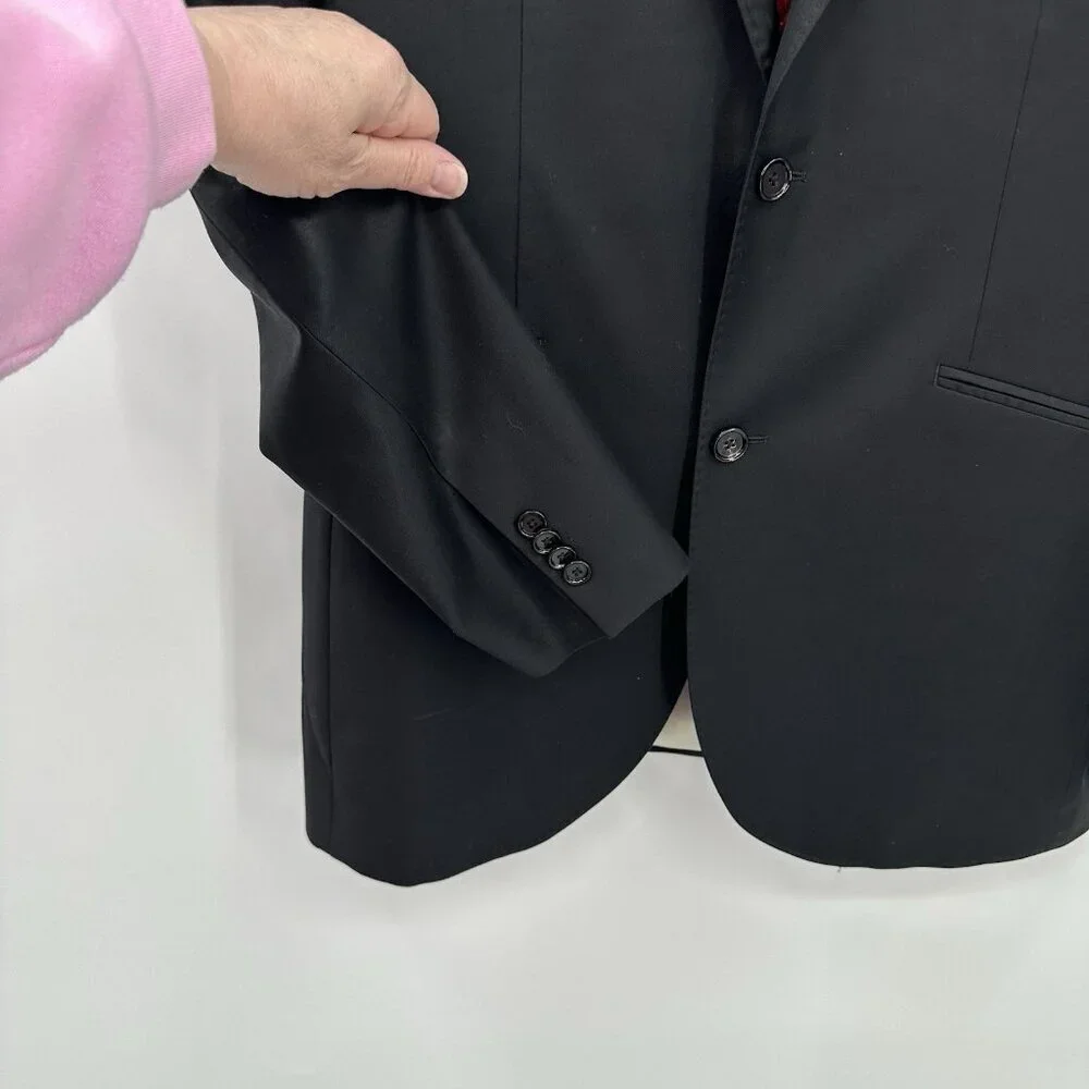 INDOCHINO jacket blazer sport coat black 42L classic wool business two button